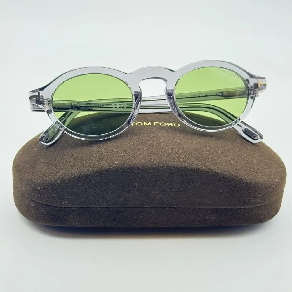 Tom Ford Sunglasses Aristotele-02 TF1332 20N Transparent Gray Frame Green Lens